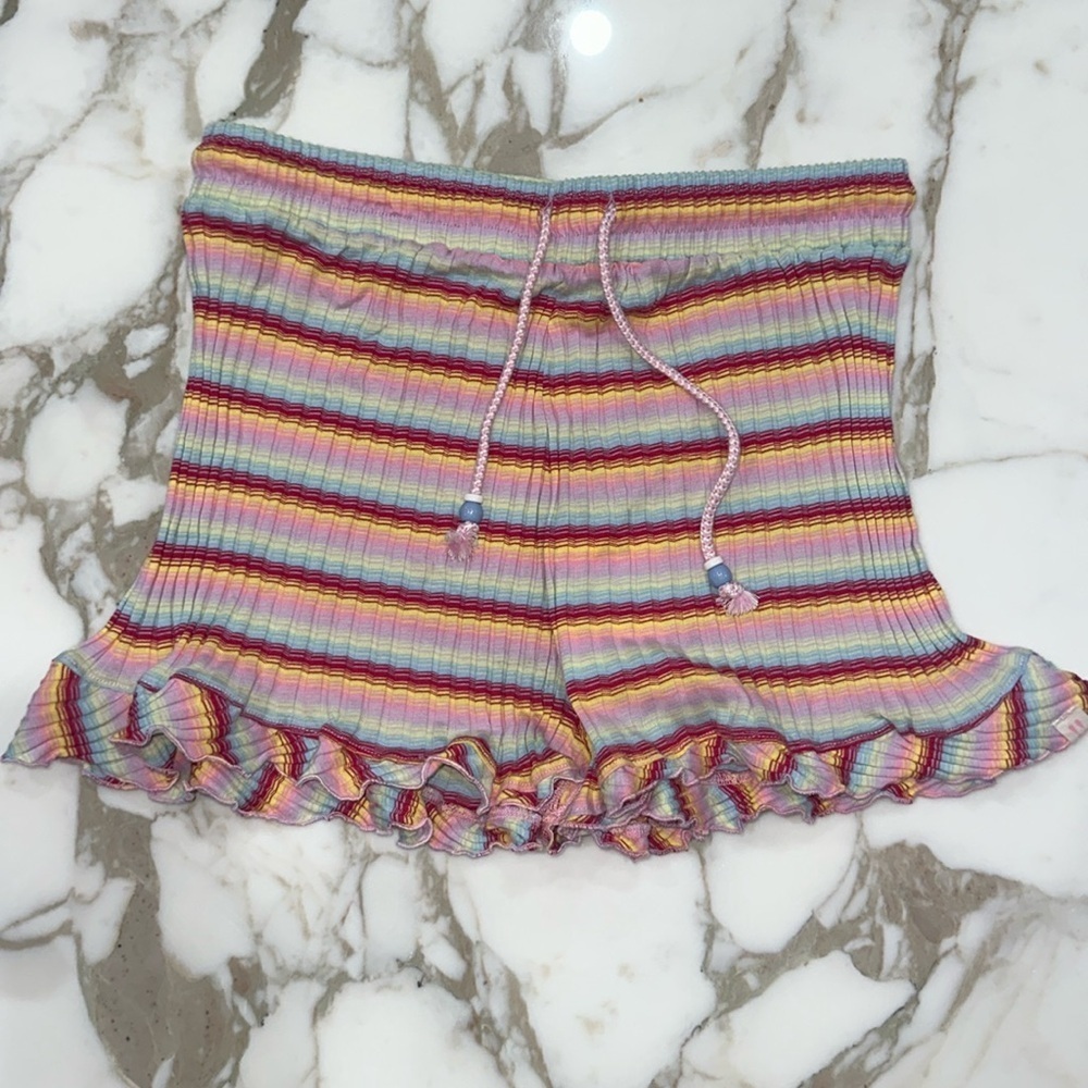 Roller Rabbit Candy Stripe‎ Delilah Short Rainbow Pleated Ruffle Drawstring - Picture 3 of 7